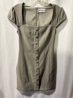 Princess Polly Taupe Button-Front Mini Dress